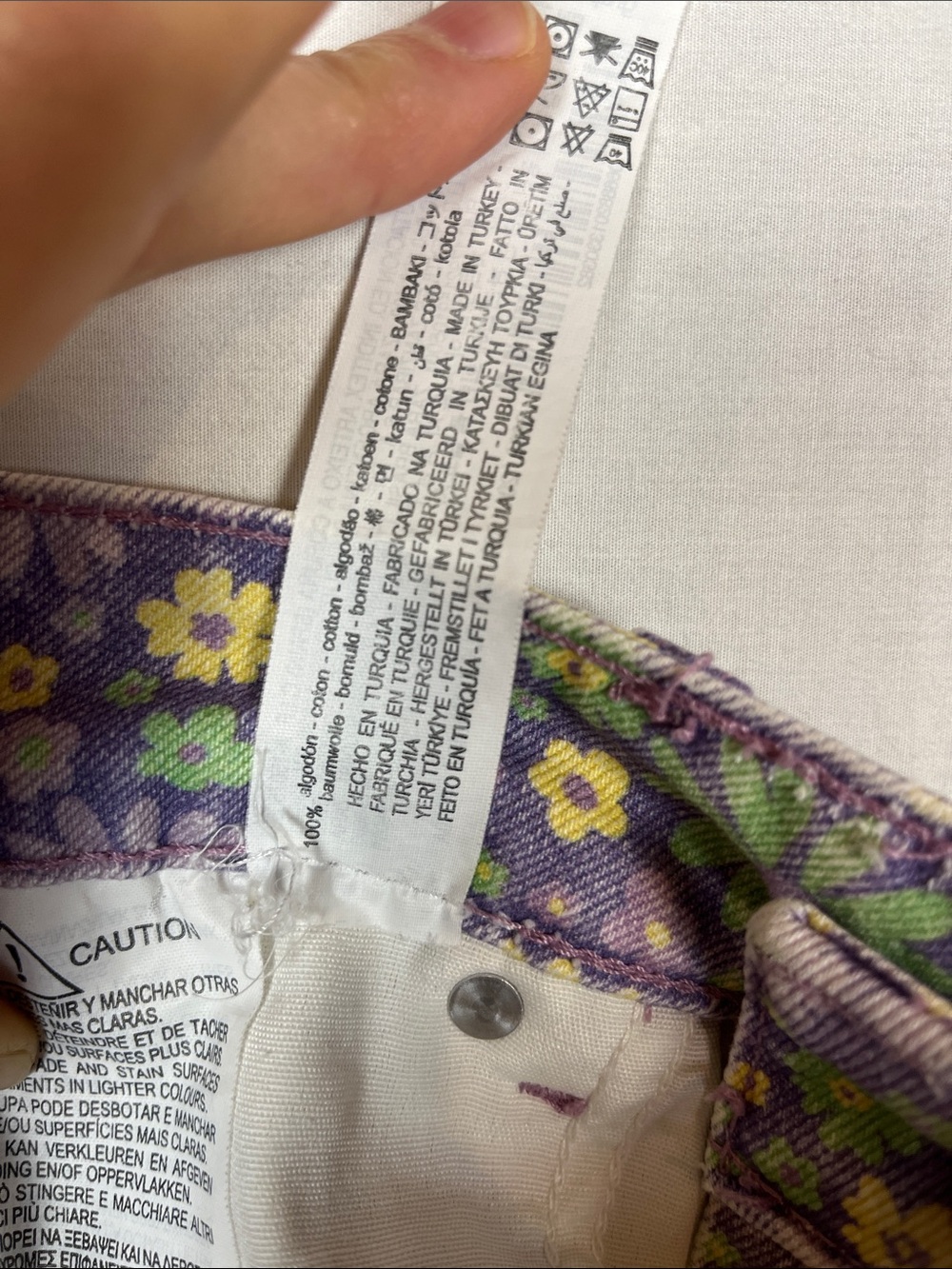 Zara Purple and Floral Pastel Cotton Button Fly Shorts - Picture 6 of 6